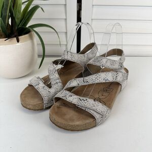 Josef Seibel Tonga 25 Snakeprint Z Strap Sandal‎ Wedge Heel Shoe EU 39 US 8-8.5